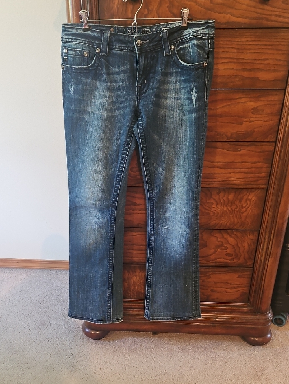 Miss Me Women's Boot Cut Jeans in Dark Blue Wash